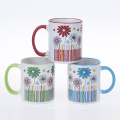 China Proveedor 11oz Taza de sublimación colorida y manejar tazas de café de cerámica colorida